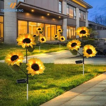 1/3 Cap LED Solare de Floarea-soarelui în aer liber Gazon Lumina Solara LED Grădină, Curte Gazon Lampa de Noapte Peisaj Garden Home Decor