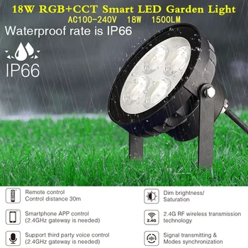 18W RGB+CCT Peisaj de Grădină Lumină LED-uri Impermeabil în aer liber Lampa de 1500LM fără Fir de Control de 220V;2.4 G Wifi Voce Nevoie Meci WL-Revizuit1