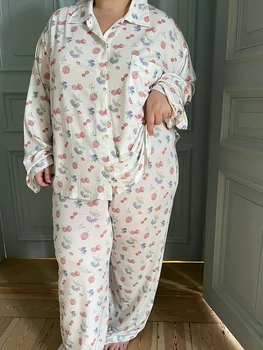 2023 Femei de Cauzalitate Floral Print Set Pijama cu Maneca Lunga de Sus și Pantaloni Capri - Body Confortabil pentru o Seară Relaxantă
