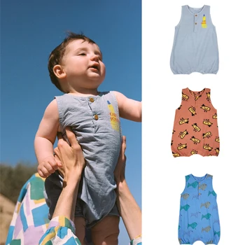 2023 Noi De Vara Baieti Romper Design De Brand Pentru Sugari Todder Nou-Născut Fete Drăguț Print Cu Maneci Scurte Salopete Uza De Îmbrăcăminte