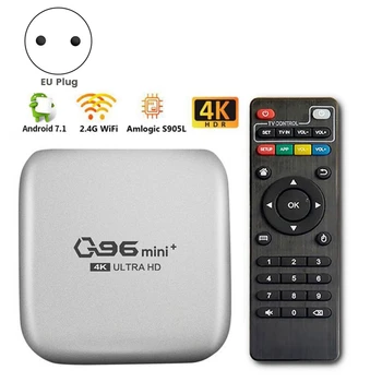 2X Q96 Mini Plus Tv Box 5G + Wifi Smart Tv Box Amlogic S905W 4 Core 64Bit 4Gb + 32Gb Wifi Media Player Top Box-UE Plug
