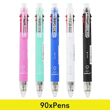 90Pcs Multicolor Pixuri 6 Culori Pix 1 Automate Creion Cu Radieră Pentru Școală Birou de Scris, Consumabile Papetarie