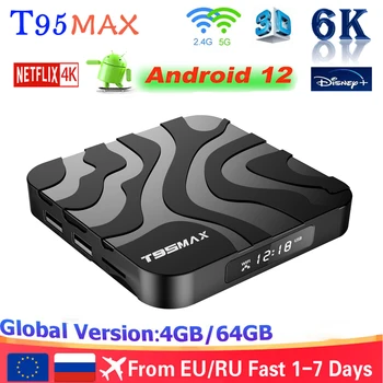Android 12 T95 MAX TV BOX Allwinner H618 6K 16G 32G HDR10 Set-top Box Dual WiFi 2.4 G&5G Bluetooth T95MAX Player Smart Fast Tvbox