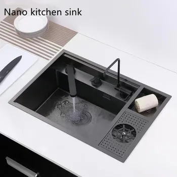 Ascunse Nano Chiuveta De Bucatarie Din Otel Inoxidabil Cana De Spălare Chiuvetă De Bucătărie De Uz Spălare De Legume Bazin Cu Cutie De Depozitare Cupa Mașină De Spălat