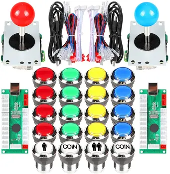 De EXEMPLU, ÎNCEPE cu 2 Jucător joc Arcade Joystick-ul LED Butoane Cromate pentru PC MAME Raspberry Pi Jocuri Video Arcade Cabinet Piese Mixte (Kit)