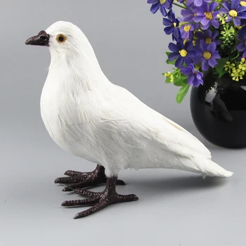 despre 22x18 cm simulare porumbel alb model ,material plastic& blană, pene de pace pasăre , decorațiuni de Crăciun cadou w5833
