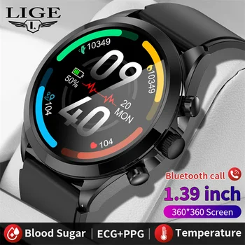 LIGE 2023 Ceas Inteligent Bărbați ECG Neinvaziv de Glucoza din Sange Inteligent Asistent Voce Sport Tracker Ecran AMOLED Femei Smartwatch