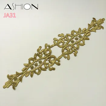 LP-JA31 metal fire de broderie dantelă de aur aplicatiile guler patch-uri de flori rochie de mireasa rochie de accesorii tesatura dantelă patch-10 buc