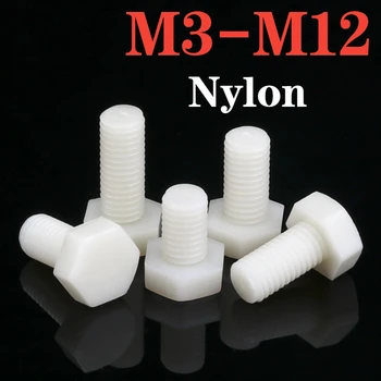 Nylon Alb M3 M4 M5 M6 M8 M10 M12 Exterior Hexagonal Din Plastic Izolat Exterior Cap Hexagonal Șurub Cu Șurub
