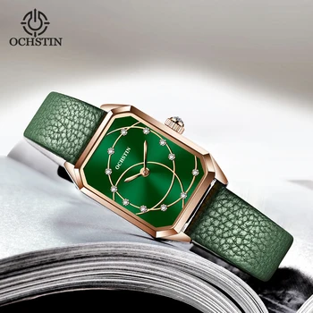 OCHSTIN de lux lumina femei ceas Parangon serie simplă doamnelor ceas de mână retro pătrat verde de apelare impermeabil din piele ceasuri