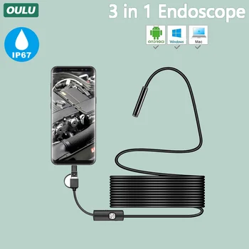 OULU 3 In1 5.5 MM Android Endoscop Mini Camera Micro USB de Tip c Borescope Impermeabil LED-uri Auto de Inspecție pentru Sumsang HUIWEI PC