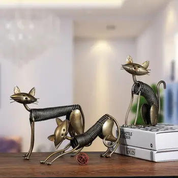 Sculpturi Metalice, Fier De Artă Pisica Primăvară Facut Cat De Artizanat Crafting Mobilier Acasă Animale Manual Ornamente Decor