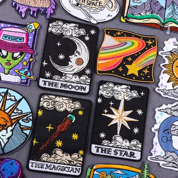 Stele si Luna Tarot Patch-uri Pentru Îmbrăcăminte Thermoadhesive Patch-uri de Pe Haine Spațiu Univers Fier Pe Patch-uri DIY Autocolante Insigna