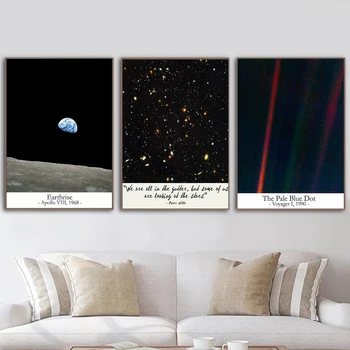 Uitându-Se La Stele Citat Poster Astronomie Palid Punct Albastru Panza Pictura Spațiu De Postere Și De Imprimare Living Arta De Perete Deocr