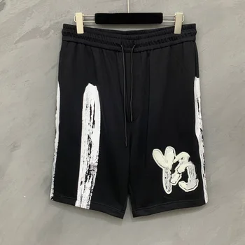 Yohji Yamamoto Y3 pantaloni Scurți Graffiti Imprimate Casual Sport pantaloni Scurți pentru Bărbați Tendință de Brand Pierde Piciorul Drept Y3 Sfert de sex Masculin Pantaloni
