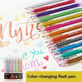 Zoecor Kawaii 12 Culori/Set Glitter Gel Pens Flash Stilou Fluorescent pentru Școala de Artă Student Markeri Doodling Biroul de Carte, Reviste