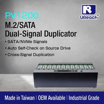 מכשיר לשכפול של 1-11 דיסקי NVMe SATA M. 2 SSD, מהירות של עד 12GB לדקה - UREACH PV1200